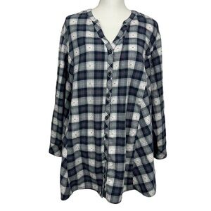 CATHERINES Women’s Button Blouse Sz 2X (22-24W) Multi Color Convertible Sleeve